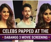 Disha Patani, Tiger Shroff, Genelia D&#39;Souza, Mouni Roy recently attended the Dabangg 3 movie screening. The actresses looked super chic and stylish as the WAR actor looked dapper in his casual look too. Check out the video for more.