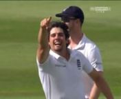 Alastair Cook bowling gets his first Test Wicket v India from bowling