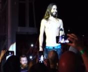 Jared Leto (Thirty Seconds to Mars) Ice Bucket Challenge Sept 5 2014 Houston (The Woodlands) Texas. Cynthia Woods Mitchell Pavilion concert