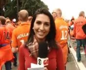 Cobertura Copa do Mundo/transmissão ao vivo pelo G1, o portal da Rede Globo. nJornalista Isabela Leite conversa com holandeses antes de jogo pela Copa do Mundo em São Paulo.