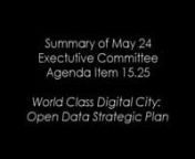 On May 24, the Toronto Executive Committee reviewed a motion by Councillor Ainslie to help move forward the Open Data program in Toronto. This is a summary of the meeting.nnFull video of meeting item: https://youtu.be/VMXZpeBnn7U?t=7h33m47snMotion by Councillor Ainslie: http://www.toronto.ca/legdocs/mmis/2016/ex/bgrd/backgroundfile-92897.pdfnnFeaturing:nMark Richardson - https://twitter.com/mjrichardson_tonGabe Sawhney - https://twitter.com/ggggnYale Fox - https://twitter.com/yalefoxnRichard Pie