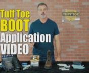 Here are the 4 Steps to ensuring that you get a professional, durable Tuff Toe Boot Guard application for your steel toe work boots.nTip: If your Tuff Toe material is cold then it will take longer to setup and cure. Make sure it has not been left in a cold area. Check this by feeling the Tuff Toe cartridge, if it feels cold or cool to the touch then run it under hot water to heat it up. nPrep your work area by placing paper or plastic underneath where you will be applying Tuff Toe.n1 Prep the