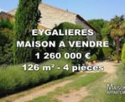 Retrouvez cette annonce sur le site ou sur l&#39;application Maisons et Appartements.nnhttp://www.maisonsetappartements.fr/fr/13/annonce-vente-maison-eygalieres-1824315.htmlnnRéférence : Q55956nnBeau Mas provençal de 1880 dans le parc des AlpillesnBeau Mas provençal de 1880 dans le parc des Alpilles, situé dans un des plus joli village de Provence, à Eygalieres,à proximité de Saint Remy de Provence et non loin d&#39;Arles.Village des Bouches du Rhône, ou la tradition taurine perdure, ou la natu