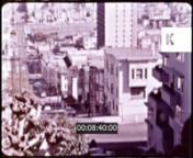 1960s San Francisco, Chinatown, Seafood Restaurant, Alcatraz, Golden Gate Bridge, 16mm from the Kinolibrary Archive Film Collections. Clip ref KLR212. For commercial projects only. To order the clip clean and high res, or to find out more, visit http://www.kinolibrary.com. Available in 2K. nSubscribe for more high quality, rare and inspiring clips from our extensive archive of footage.nnSan Francisco, Chinatown, tilt down buildings to street. Couple get into rickshaw. WS San Francisco skyline, t