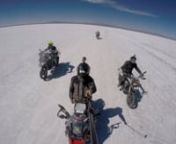 Riding Uyuni Salf Flat on a motorbike