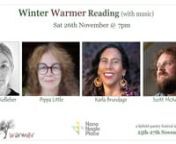 Saturday 26th Novembern7.00pm – 8.30pmn10th Winter Warmer Festival (2022)nnFiona Kelleher &#124; Pippa Little &#124; Karla Brundage (via zoom) &#124; Scott McKendrynnFiona Kelleher is a singer and musical artist. She performs and collaborates with artists of all disciplines. Traditional song and Medieval song are areas of special interest and she has recorded work in both genres which has featured in film, theatre and music recordings. She also specialises in music performance and composing for Early Years a