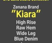 Zenana Kiara High Rise Raw Hem Wide Leg Blue Denim Jeans from zenana