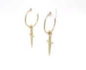 Dagger Charms for Sleeper Earrings in 9ct Gold from 9ct
