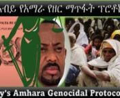 Discussion Themes - የውይይት አርሥተ-ሃሳቦችn1.- Analyze Abiy’s PP party&#39;s new documentary Genocidal Protocol to destroy n House of Amhara?nቤተ አማራንለማፍረስ የአብይ ፒፒ ፓርቲ አዲስሰንዳዊየዘር ማጥፋት ፕሮቶኮል ይተንትኑ?n2.- Discuss the new TPLF and PP alliance to destroy Fano in this Protocol?nበዚህ ፕሮቶኮል ውስጥ ፋኖን ለማጥፋት አዲሱን የሕወሃት እና የ