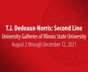 University Galleries of Illinois State University is pleased to present T.J. Dedeaux-Norris: Second Line from August 4 through December 12, 2021. Split into two parts, this exhibition features over 45 works from multiple series spanning sixteen years by artist, performer, and educator T.J. Dedeaux-Norris. Dedeaux-Norris critiques systems of race, sex, gender, religion, education, healthcare, and class, as well as the complexities of family dynamics and histories. Through their multidisciplinary