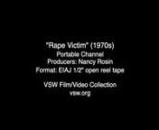 Rape Victim (1974)nCandid interview with a rape victim about her experience and the aftermath; featured in Homemade TV episode
