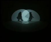 Two synchronized video projectors casts shadows of a stripper on a small stage (70 x 100 cm).n1998