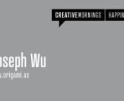 January 4, 2013 was the first month of unified themes at CreativeMornings with over 5,000 attendees on six continents gathering to hear speakers address the topic of “Happiness”. CreativeMornings/Vancouver was proud to host origami master Joseph Wu, through the support of our presenting partner POWERSHiFTER and ongoing support of GDC/BC, W2, and tech partner Matrix Video.nnLike many people, Joseph Wu encountered origami as a child, folding paper since the age of three. Unlike most people, he