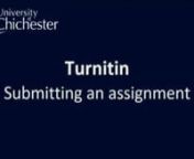 This video takes the student through:nUploading thier assignment into TurnitinnUnderstanding the Originality ReportnResubmitting their assignment