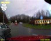 This is the moment a drink driver put his high-powered Jaguar in a ditch off the A5 in a crash which left his partner in a coma - and she lost an arm.&#60;br/&#62;Keith Evans was more than twice the drink-drive limit when he thrashed along the A5 in Shrewsbury, hitting another vehicle and charging straight through roundabouts without stopping, before his car ended up on its side, half-way down an embankment.