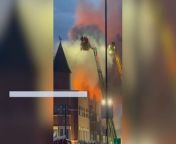 Emergency services are tackling a fire at a police station in east London where the roof of the building is “completely alight”.Around 175 firefighters and 30 fire engines attended the blaze at Forest Gate police station on Romford Road, the London Fire Brigade (LFB) said.