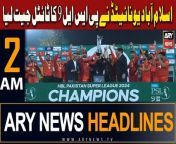 #psl2024 #islamabadunited #headlines #pakarmy #sherafzalmarwat #pmshehbazsharif #cmpunjab &#60;br/&#62;&#60;br/&#62;۔PSL 9: Islamabad United beats Multan Sultans to clinch title after 5 years&#60;br/&#62;&#60;br/&#62;۔Sher Afzal Marwat claims submit evidence against Maryam Nawaz to FIA&#60;br/&#62;&#60;br/&#62;Follow the ARY News channel on WhatsApp: https://bit.ly/46e5HzY&#60;br/&#62;&#60;br/&#62;Subscribe to our channel and press the bell icon for latest news updates: http://bit.ly/3e0SwKP&#60;br/&#62;&#60;br/&#62;ARY News is a leading Pakistani news channel that promises to bring you factual and timely international stories and stories about Pakistan, sports, entertainment, and business, amid others.&#60;br/&#62;&#60;br/&#62;Official Facebook: https://www.fb.com/arynewsasia&#60;br/&#62;&#60;br/&#62;Official Twitter: https://www.twitter.com/arynewsofficial&#60;br/&#62;&#60;br/&#62;Official Instagram: https://instagram.com/arynewstv&#60;br/&#62;&#60;br/&#62;Website: https://arynews.tv&#60;br/&#62;&#60;br/&#62;Watch ARY NEWS LIVE: http://live.arynews.tv&#60;br/&#62;&#60;br/&#62;Listen Live: http://live.arynews.tv/audio&#60;br/&#62;&#60;br/&#62;Listen Top of the hour Headlines, Bulletins &amp; Programs: https://soundcloud.com/arynewsofficial&#60;br/&#62;#ARYNews&#60;br/&#62;&#60;br/&#62;ARY News Official YouTube Channel.&#60;br/&#62;For more videos, subscribe to our channel and for suggestions please use the comment section.