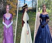 Meet the fashion-obsessed teen who looks like she’s walked straight from the set of Bridgerton - with a wardrobe full of 300 handmade historical outfits. &#60;br/&#62;&#60;br/&#62;Eleanor Shendery, 16, painstakingly crafted her outfits over 3,000 hours in total. &#60;br/&#62;&#60;br/&#62;She wears the floor-length gowns while visiting castles, stately homes and on historical reenactments. &#60;br/&#62;&#60;br/&#62;Eleanor&#39;s grandmother, Ann Gill, 79, taught her to sew eight years ago - she started making her own dresses aged 12 and has built up quite the collection. &#60;br/&#62;&#60;br/&#62;Eleanor, an A-Level student, from York, Yorkshire, said: &#92;