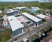 Aerial footage over new huge business units that have been built on former derelict land off Lindon Road, Brownhills.