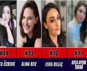 15 Turkish actresses who are often celebrated for their beauty:&#60;br/&#62;&#60;br/&#62;1. Beren Saat&#60;br/&#62;2. Hazal Kaya&#60;br/&#62;3. Tuba Büyüküstün&#60;br/&#62;4. Fahriye Evcen&#60;br/&#62;5. Hande Erçel&#60;br/&#62;6. Bergüzar Korel&#60;br/&#62;7. Cansu Dere&#60;br/&#62;8. Neslihan Atagül&#60;br/&#62;9. Demet Özdemir&#60;br/&#62;10. Serenay Sarıkaya&#60;br/&#62;11. Esra Bilgiç&#60;br/&#62;12. Burcu Özberk&#60;br/&#62;13. Ayça Ayşin Turan&#60;br/&#62;14. Melisa Aslı Pamuk&#60;br/&#62;15. Ebru Şahin&#60;br/&#62;&#60;br/&#62;Beauty is subjective, but these actresses are widely admired for their talent and looks.