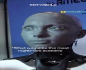Humanoid robot warns of AI dangers (1) from woman milk use
