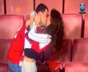 Two Arsenal lovebirds went viral for their post-match celebrations after their side strolled to a 5-0 victory over Chelsea.&#60;br/&#62;&#60;br/&#62;Mikel Arteta&#39;s side sent themselves top of the table after the emphatic win over their London rivals - where Ben White, Leandro Trossard and Kai Havertz all scored.&#60;br/&#62;&#60;br/&#62;The victory over Chelsea sent Gunners fans into a frenzy, as they set off fireworks in the streets of north London following the derby clash. &#60;br/&#62;&#60;br/&#62;One Arsenal couple also appeared to get caught up in the moment on the night as footage emerged of them dancing away inside the Emirates Stadium.&#60;br/&#62;&#60;br/&#62;A video on X showed two Arsenal fans - a man and a woman - dancing together after the full-time whistle. They also shared a brief kiss which was caught on camera. &#60;br/&#62;&#60;br/&#62;It didn&#39;t take long for fans online to react to the two Arsenal lovebirds - with users offering a mixed reception to the viral clip. &#60;br/&#62;&#60;br/&#62;The video initially emerged through &#39;The Celebration Police&#39; account, which typically lambasts supporters for over-celebrating their team&#39;s victory. &#60;br/&#62;&#60;br/&#62;In a similar tone, one user wrote: &#39;These celebrations from Arsenal, can&#39;t wait for Man City to win their two games in hand and win the league&#39;. &#60;br/&#62;&#60;br/&#62;&#39;Lifetime stadium ban needed here Arsenal,&#39; another user said. &#60;br/&#62;&#60;br/&#62;However, a few fans took a different approach and labeled it &#39;every football fan&#39;s dream&#39; as they responded to the clip. &#60;br/&#62;&#60;br/&#62;&#39;Mate you don&#39;t understand, this is all I want in life,&#39; one fan claimed. &#60;br/&#62;&#60;br/&#62;&#39;This is every football fan’s ultimate dream… Mine’s for sure! Making it to the game with your lover, dancing with her in the stands, happy as can be, having watched your team win, celebrating with all other fans… Amazing.&#60;br/&#62;&#60;br/&#62;&#39;If this isn&#39;t my future I&#39;m crawling back into the womb&#39;,&#39; another user said.&#60;br/&#62;&#60;br/&#62;While some fans celebrated the victory with fireworks or dancing, TNT Sports pundit Joe Cole was quick to slam the antics of the Gunners supporters. &#60;br/&#62;&#60;br/&#62;‘Wow! All I will say is, I heard fireworks from the Arsenal fans. I think that’s a bit early with five [sic] games to go. Celebrations were a bit too much,&#39; said the former Blue. &#60;br/&#62;&#60;br/&#62;Meanwhile, Martin Odegaard&#39;s dancer girlfriend was also seen celebrating the win by busting some moves inside the Emirates. &#60;br/&#62;&#60;br/&#62;In a TikTok that emerged after the match, Odegaard&#39;s girlfriend was seen dancing to Shakira&#39;s &#39;Waka Waka This Time for Africa&#39; - which has become the anthem for Kai Havertz - after full-time.