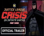 Check out the trailer for Justice League: Crisis on Infinite Earths Part Three, an upcoming animated DC animated film based on DC’s iconic comic book limited series ‘Crisis on Infinite Earths’ by Marv Wolfman and George Pérez. The film brings a close to the trilogy that marks the end to the Tomorrowverse story arc. &#60;br/&#62;&#60;br/&#62;Justice League: Crisis on Infinite Earths – Part Three features returning popular voice cast members: Jensen Ackles (Supernatural, The Boys, The Winchesters) as Batman/Bruce Wayne, Emmy winner Darren Criss (The Assassination of Gianni Versace: American Crime Story, Glee) as Superman &amp; Earth-2 Superman, Aldis Hodge (Straight Outta Compton, Black Adam) as Green Lantern/John Stewart, Meg Donnelly (Legion of Super-Heroes, High School Musical: The Musical: The Series,) as Supergirl &amp; Harbinger, and Stana Katic (Castle, Absentia) as Wonder Woman &amp; Superwoman, along with Corey Stoll (Ant-Man, Black Mass) as Lex Luthor.&#60;br/&#62;&#60;br/&#62;The voice cast also includes Gideon Adlon as Batgirl, Ike Amadi as Martian Manhunter/J’Onn J’Onzz, Geoffrey Arend as Psycho Pirate/Charles Halstead, Troy Baker as The Joker &amp; Spider Guild Lantern, Brian Bloom as Adam Strange &amp; Sidewinder, Matt Bomer as The Flash, Ashly Burch as Nightshade &amp; Queen Mera, Zach Callison as Earth-2 Robin &amp; Robin/Damian Wayne, Kevin Conroy as Earth-12 Batman, Alexandra Daddario as Lois Lane, Brett Dalton as Bat Lash &amp; Captain Atom, John Dimaggio as Lobo, Ato Essandoh as Mr. Terrific, Keith Ferguson as Doctor Fate &amp; Two-Face, Will Friedle as Batman Beyond &amp; Kamandi, Jennifer Hale as Hippolyta &amp; Green Lantern Aya, Mark Hamill as Earth-12 The Joker, Jamie Gray Hyder as Hawkgirl &amp; Young Diana, Erika Ishii as Doctor Light/Dr. Hoshi &amp; Huntress, David Kaye as The Question &amp; Cardonian Lantern, Matt Lanter as Blue Beetle, Liam McIntryre as Aquaman, Cynthia Kaye McWilliams as Dr. Beth Chapel &amp; The Cheetah, Lou Diamond Phillips as The Spectre, Elysia Rotaru as Black Canary &amp; Black Canary II, Matt Ryan as Constantine, Katee Sackhoff as Poison Ivy, Keesha Sharp as Vixen, Jimmi Simpson as Green Arrow, Jason Spisak as Blue Lantern Razer &amp; Hayseed, Armen Taylor as The Flash/Jay Garrick, Gas Soldier &amp; Executioner, and Dean Winters as Captain Storm.