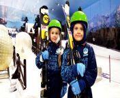 Diana and Roma have fun at the park Ski Dubai and learn to ski. Family Fun Activities with mom and dad!