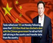 Cramer says Tesla&#39;s China FSD deal gives a whole new revenue stream for Tesla, and can go a long way toward restoring the price momentum.&#60;br/&#62;&#60;br/&#62;Tesla&#39;s core EV fundamentals were on the wane amid slowing demand and eroding margins.