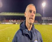 Oran Kearney reacts to Coleraine beating Glentoran in the European play-off semi-final from flm semi