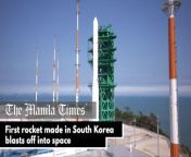 First rocket made in South Korea blasts off into space &#60;br/&#62; &#60;br/&#62;South Korea successfully launches its first domestically-developed space rocket and puts a dummy satellite into orbit. It is the country&#39;s second attempt after a launch in October failed. &#60;br/&#62; &#60;br/&#62;The Korea Satellite Launch Vehicle II, a 200-ton liquid fuel rocket informally called Nuri, lifted off from the launch site in Goheung at 4:00 pm (0700 GMT). &#60;br/&#62; &#60;br/&#62;Video by: AFP &#60;br/&#62; &#60;br/&#62;Subscribe to The Manila Times Channel - https://tmt.ph/YTSubscribe&#60;br/&#62; &#60;br/&#62;Visit our website at https://www.manilatimes.net&#60;br/&#62; &#60;br/&#62;Follow us:&#60;br/&#62;Facebook - https://tmt.ph/facebook&#60;br/&#62;Instagram - https://tmt.ph/instagram&#60;br/&#62;Twitter - https://tmt.ph/twitter&#60;br/&#62;DailyMotion - https://tmt.ph/dailymotion&#60;br/&#62; &#60;br/&#62;Subscribe to our Digital Edition - https://tmt.ph/digital&#60;br/&#62; &#60;br/&#62;Check out our Podcasts:&#60;br/&#62;Spotify - https://tmt.ph/spotify&#60;br/&#62;Apple Podcasts - https://tmt.ph/applepodcasts&#60;br/&#62;Amazon Music - https://tmt.ph/amazonmusic&#60;br/&#62;Deezer: https://tmt.ph/deezer&#60;br/&#62;Stitcher: https://tmt.ph/stitcher &#60;br/&#62;Tune In: https://tmt.ph/tunein &#60;br/&#62;Soundcloud: https://tmt.ph/soundcloud&#60;br/&#62; &#60;br/&#62;#TheManilaTimes &#60;br/&#62;