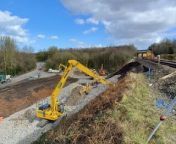 Network Rail has released new drone footage showing the huge operation underway to repair a landslip on the railway in Telford affecting journeys between Wolverhampton and Shrewsbury stations.&#60;br/&#62;On Friday, March 8 Network Rail closed the line near Oakengates stations in both directions for safety reasons following a landslip on a steep railway embankment.&#60;br/&#62;More than 5,000 tonnes of material slipped beneath a 50-metre section of the railway after persistent heavy rainfall over the winter months had weakened the earthwork beneath it.