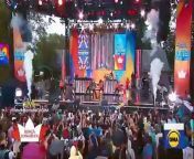 The rapper performs his hit song with guests Remy Ma and Fat Joe in Central Park.