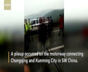 A pileup occurred on the motorway connecting Chongqing and Kunming City in SW China, injuring 11 people.