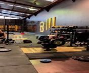 This woman performed a clean and jerk with a heavy barbell at the gym. Unfortunately, when she raised the barbell, she lost her balance and crashed on her back. Gladly, she didn&#39;t get hurt.