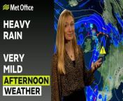 Spell of quite heavy rain to come for some northern and western areas of the UK, but southeast would feel spring like in sunshine – This is the Met Office UK Weather forecast for the afternoon of 15/02/24. Bringing you today’s weather forecast is Annie Shuttleworth.