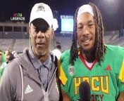 Jackson State&#39;s Safety John Huggins And Coach Bubba McDowell - HBCU Legacy Bowl Postgame Interview