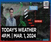 Today&#39;s Weather, 4 P.M. &#124; Mar. 1, 2024&#60;br/&#62;&#60;br/&#62;Video Courtesy of DOST-PAGASA&#60;br/&#62;&#60;br/&#62;Subscribe to The Manila Times Channel - https://tmt.ph/YTSubscribe &#60;br/&#62;&#60;br/&#62;Visit our website at https://www.manilatimes.net &#60;br/&#62;&#60;br/&#62;Follow us: &#60;br/&#62;Facebook - https://tmt.ph/facebook &#60;br/&#62;Instagram - https://tmt.ph/instagram &#60;br/&#62;Twitter - https://tmt.ph/twitter &#60;br/&#62;DailyMotion - https://tmt.ph/dailymotion &#60;br/&#62;&#60;br/&#62;Subscribe to our Digital Edition - https://tmt.ph/digital &#60;br/&#62;&#60;br/&#62;Check out our Podcasts: &#60;br/&#62;Spotify - https://tmt.ph/spotify &#60;br/&#62;Apple Podcasts - https://tmt.ph/applepodcasts &#60;br/&#62;Amazon Music - https://tmt.ph/amazonmusic &#60;br/&#62;Deezer: https://tmt.ph/deezer &#60;br/&#62;Tune In: https://tmt.ph/tunein&#60;br/&#62;&#60;br/&#62;#TheManilaTimes&#60;br/&#62;#WeatherUpdateToday &#60;br/&#62;#WeatherForecast