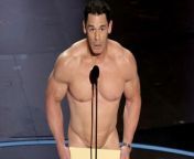 John Cena presented at the Oscars naked with just an envelope to cover his modesty as part of a sketch that called back to a streaker interrupting the ceremony in 1974.