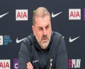 Tottenham boss Ange Postecoglou on season ticket changes and Spurs being number one as they prepare to face Aston Villa&#60;br/&#62;&#60;br/&#62;Tottenham Hotspurs Training Centre, London, UK.