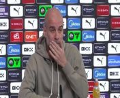 Manchester City boss Pep Guardiola said facing Liverpool at Anfield is always tough&#60;br/&#62;Manchester City training ground, Manchester, UK