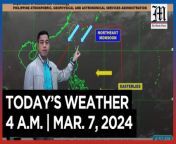 Today&#39;s Weather, 4 A.M. &#124; Mar. 7, 2024&#60;br/&#62;&#60;br/&#62;Video Courtesy of DOST-PAGASA&#60;br/&#62;&#60;br/&#62;Subscribe to The Manila Times Channel - https://tmt.ph/YTSubscribe &#60;br/&#62;&#60;br/&#62;Visit our website at https://www.manilatimes.net &#60;br/&#62;&#60;br/&#62;Follow us: &#60;br/&#62;Facebook - https://tmt.ph/facebook &#60;br/&#62;Instagram - https://tmt.ph/instagram &#60;br/&#62;Twitter - https://tmt.ph/twitter &#60;br/&#62;DailyMotion - https://tmt.ph/dailymotion &#60;br/&#62;&#60;br/&#62;Subscribe to our Digital Edition - https://tmt.ph/digital &#60;br/&#62;&#60;br/&#62;Check out our Podcasts: &#60;br/&#62;Spotify - https://tmt.ph/spotify &#60;br/&#62;Apple Podcasts - https://tmt.ph/applepodcasts &#60;br/&#62;Amazon Music - https://tmt.ph/amazonmusic &#60;br/&#62;Deezer: https://tmt.ph/deezer &#60;br/&#62;Tune In: https://tmt.ph/tunein&#60;br/&#62;&#60;br/&#62;#themanilatimes&#60;br/&#62;#WeatherUpdateToday &#60;br/&#62;#WeatherForecast