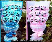 Disney Mickey Minnie Mouse Bouquet Gift Box Cartoon Lilo Stitch Donald Duck Daisy Plush Toy Doll Bouquet Birthday