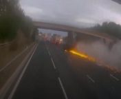 Video footage captured the moment a drink driver crashed into the back of another car on a motorway, flipping it over and sending it skidding along the fast lane on its roof.Nilen Chauhan, 27, was behind the wheel of a Volkswagen Polo when he slammed into the back of a Mitsubishi L200, flipping the other vehicle over on the A14 at Bar Hill in Cambridgeshire.Its driver survived the collision, which happened at about 6:35 am on 14 September 2023, and was able to walk away.Chauhan admitted drink driving and driving a vehicle dangerously. He was sentenced to a 16-month prison sentence, suspended for two years.Chauhan was also given a three-year driving ban and ordered to carry out 150 hours of unpaid work.
