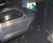 This was the moment a gang of luxury car thieves rammed a keyless vehicle through a gate after &#39;hacking&#39; it.Source: Surrey Police