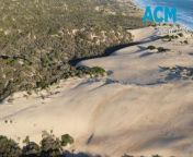 Measurements painstakingly gathered by Flinders University scientists reveal a central section of shoreline along South Australia&#39;s Younghusband Peninsula is disappearing at a rate of 3.3 metres annually. More alarming, sand exposed to the wind as the beach is carved open is retreating from the waves at 10m per year. Video via AAP.