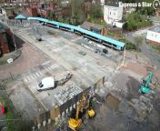 Aerial footage of Dudley bus station, which is currently being demolished.