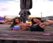 Watch Two Ladies Flexing Arm Muscles_Public Event from candid voyeurs io