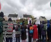 60 Palestine protestors block entrance to MOD Aberporth on global day of action from 60 eye