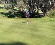 Lucas Herbert eagle putt on the par-four second hole at 2024 Axedale Pro-Am from big hole it can fit 2 dick